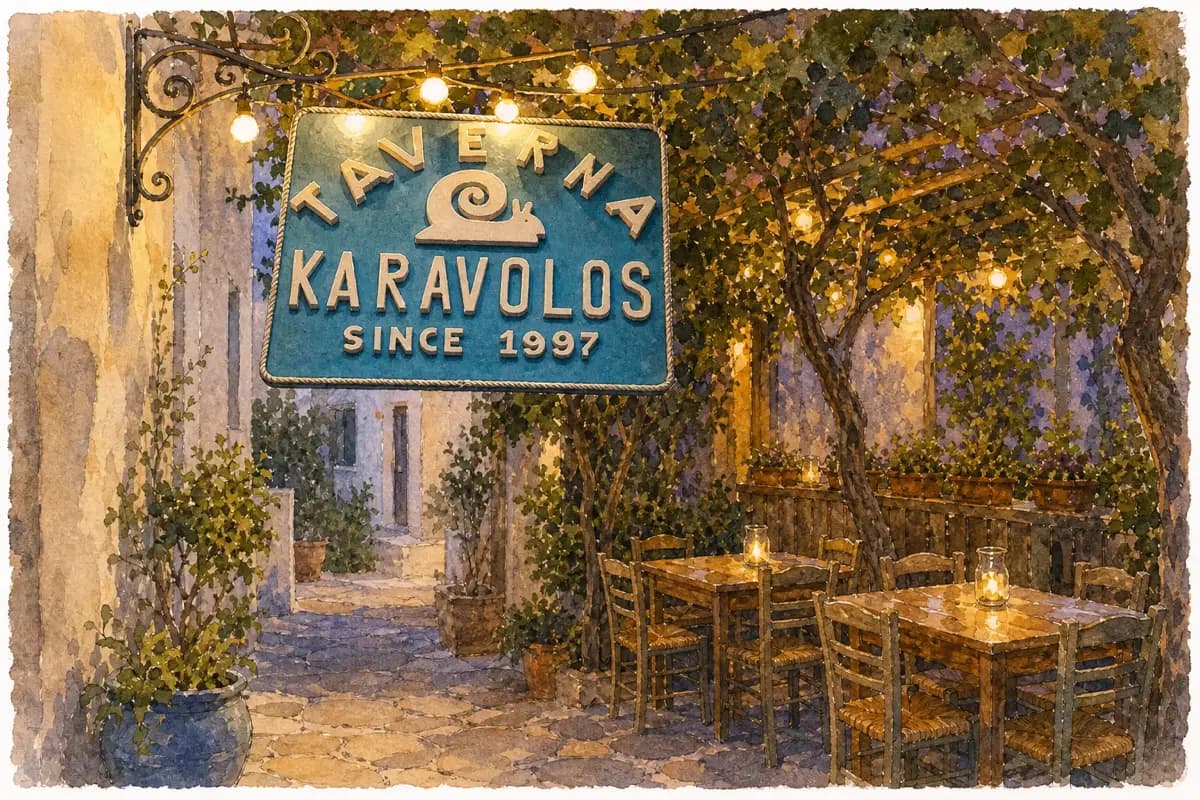 Taverna Karavolos — Backstreet family taverna, dinner only