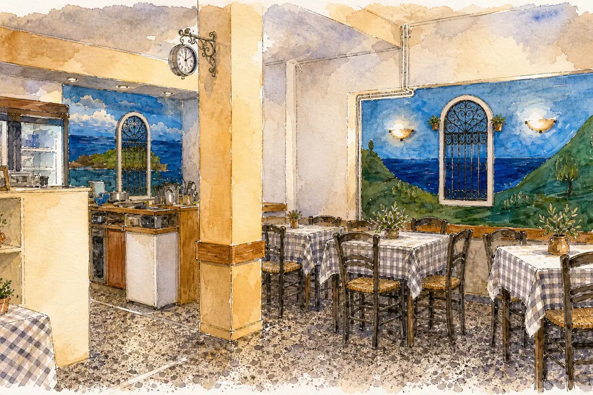 To Ouzaki tis Geitonias — Ten-table fish and ouzo spot