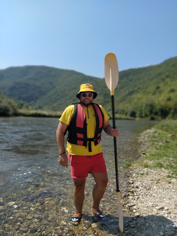 Konstantinos Liridis canoeing on the Nestos river in Greece