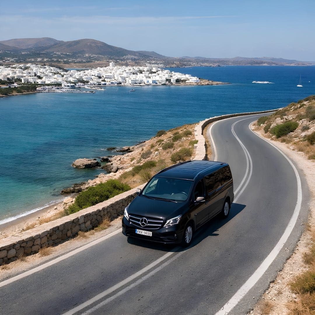 Mercedes-Benz passenger van on a coastal road