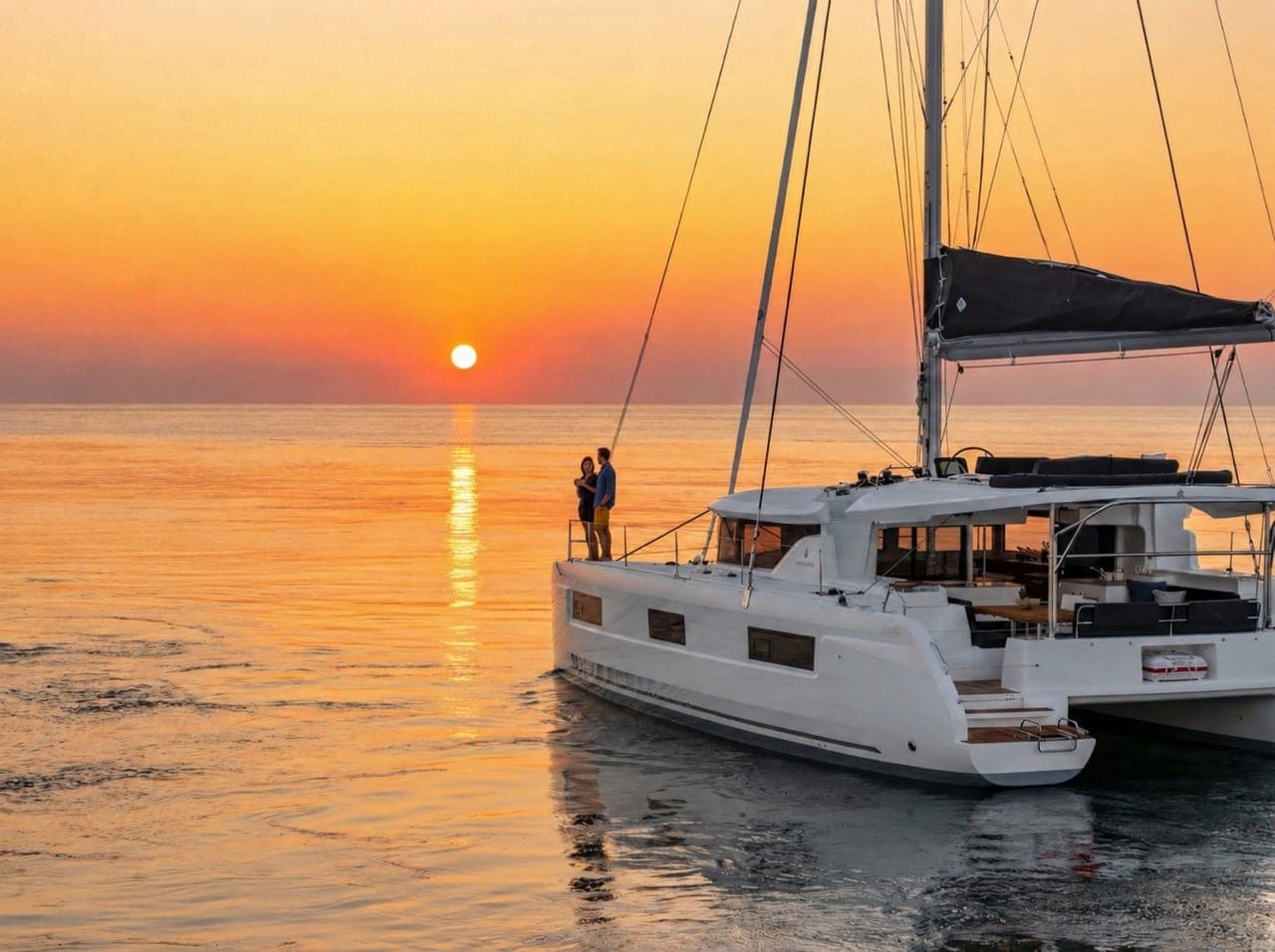 Catamaran Semi-Private Sunset Cruise with BBQ and Drinks, No Hotel Transfer — Santorini 1